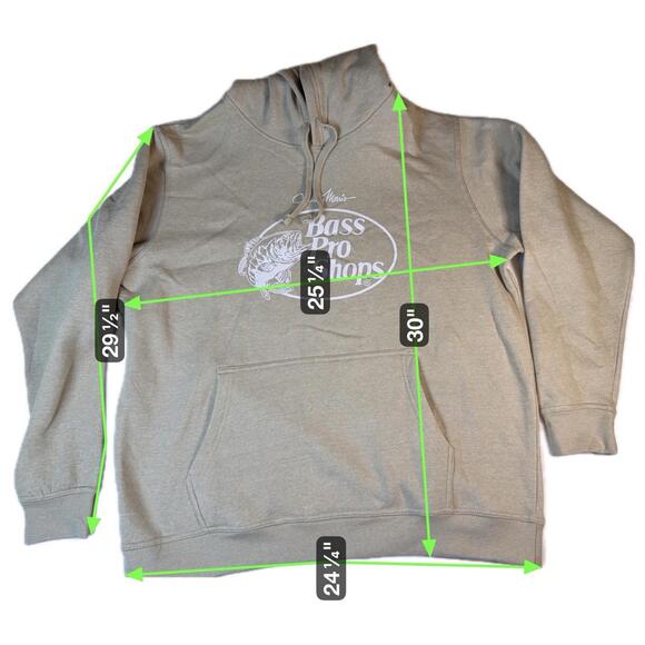 Bass Pro Shops Hoodie Men's XL/TG Tan Sweatshirt Johnny Morris Fishing NWT! - Picture 2 of 3